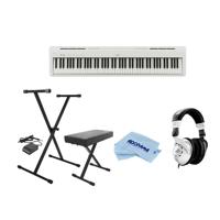 

Kawai ES110W 88-Key Portable Digital Piano, White, Bundle with H&A Monitor Headphones & H&A Keyboard Stand Bench