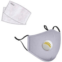 

LANDOU Reusable Fabric Face Mask with PM2.5 Filters & External Valve (Kids, Gray)