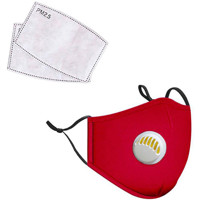 

LANDOU Reusable Fabric Face Mask with PM2.5 Filters & External Valve (Kids, Red)