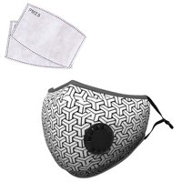 

LANDOU Reusable Fabric Face Mask with PM2.5 Filters & External Valve (Adults, Black & White)