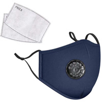 

LANDOU Reusable Fabric Face Mask with PM2.5 Filters & External Valve (Adults, Blue)