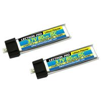 

COMMON SENSE RC Lectron Pro 3.7V 80mAh 15C Lithium Polymer Battery with Micro Connector for UMX Vapor Lite and Blade Scout CX, 2-Pack