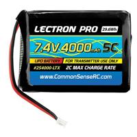 

COMMON SENSE RC Lectron Pro 7.4V 4000mAh 5C Lithium Polymer Transmitter Battery for Spektrum DX7S, DX8, and DX9 Transmitters
