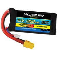 

COMMON SENSE RC Lectron Pro 11.1V 1350mAh 80C Lithium Polymer Battery with XT60 Connector for FPV Racers