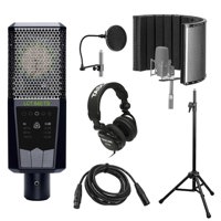 

Lewitt LCT-640-TS Dual Output Condenser Microphone - H&A Broadcast Arm with Internal Springs and Integrated XLR Cable - Tascam TH-02 Multi-Use Studio Grade Headphones, Black