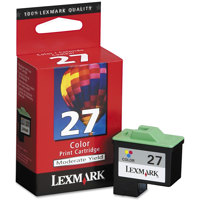

Lexmark Color Print Inkjet Cartridge #27, Yellow, Cyan & Magenta - Approximate Yield: 140 Pages @ 15% Coverage