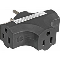 

Lex Tri Tap Adapter, 15 Amp 5-15 Male (1-Receptacle) to 5-15 Female (3-Receptacles), Black