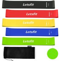 

LetsFit JSD11 Anti-Roll Up Resistance Bands, Multi-Color, 5-Pack
