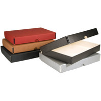 

Lineco 9x12" Clamshell Folio Storage Box, 1.75" Deep, Faux Leather, Metal Edge Archival Boxboard, Removable Lid, Color: Tan