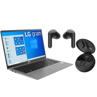 

LG Gram 15.6" FHD IPS Notebook Computer, Intel Core i5-1035G7 1.20GHz, 8GB RAM, 256 GB SSD, W10H, Dark Silver - With LG HBS-FN6 TONE Free Wireless In-Ear Stereo Ear buds