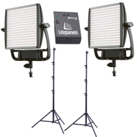 

Litepanels 2 Pack Astra 6X Bi-Color Next Generation LED Light Panel 105W - Bundle With 2 Pack Air Cushioned Heavy Duty Light Stand 9.5', Litepanels Astra 1x1 Bluetooth Communications Module