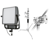 

Litepanels Astra Soft Bi-Color Next Generation LED Light Panel, 105W - With Flashpoint 10' C Stand on Turtle Base Kit, 40" Grip Arm & Two 3" Gobo Heads
