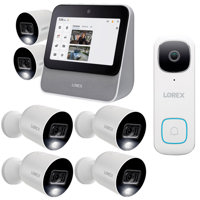 

Lorex Security System, Home Center and 6x 1080p Indoor/Outdoor Wi-Fi Color Night Vision Cameras with 2K QHD 2-Way Audio Wired Video Doorbell