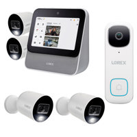 

Lorex Security System, Home Center and 4x 1080p Indoor/Outdoor Wi-Fi Color Night Vision Cameras with 2K QHD 2-Way Audio Wired Video Doorbell