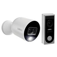 

Lorex LNWDB1 1080p 2-Way Audio Wi-Fi Video Doorbell Camera, IR Night Vision - With Lorex W281AAD-I 1080p Smart Deterrence Wi-Fi Security Bullet Camera, 32GB Card