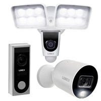 

Lorex V261LCD-E 2MP 1080p 2-Way Audio Indoor/Outdoor Wi-Fi Floodlight Camera - With LNWDB1 1080p 2-Way Wi-Fi Video Doorbell Camera, W282CAD-E 2MP 1080p Smart Indoor/Outdoor Wi-Fi Camera