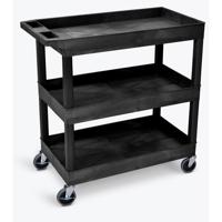 

Luxor EC111 Three Shelves Utility Cart, 400lbs Load Capacity, Plastic Shelves, Black