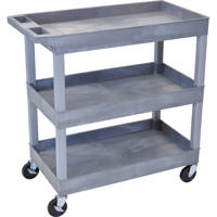 

Luxor EC111 Three Shelves Utility Cart, 400lbs Load Capacity, Plastic Shelves, Gray