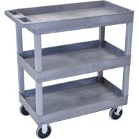 

Luxor EC111HD 3 Shelves High Capacity Tub Cart, 500lbs Capacity, Gray