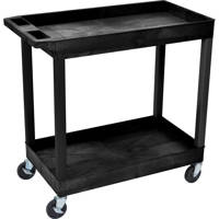 

Luxor EC11 Two Shelves Utility Cart, 400lbs Load Capacity, Plastic Shelves, Black