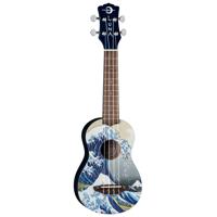 

Luna Uke Great Wave Soprano Ukulele with Gigbag, 12 Frets, 'C' Shape Neck, Walnut Fretboard, Great Wave Graphic