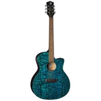 

Luna Gypsy Quilt Ash Semi-Acoustic Guitar with Preamp, Rosewood Fretboard, Trans Teal