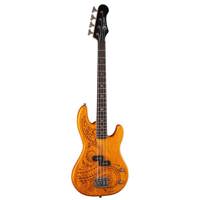 

Luna 30" Tattoo Short Scale Electric Bass Guitar, Rosewood Fretboard, Satin Natural