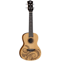 

Luna Uke Tattoo Concert Spruce Acoustic Ukulele with Gig Bag, 18 Frets, Mahogany Neck, Rosewood Fretboard, Satin Natural