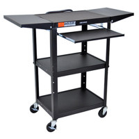 

Luxor AVJ42KBDL Steel Adjustable Height Cart with Keyboard & Drop Leaf Shelves, Black