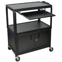 

Luxor AVJ42XLKBC Extra Large Steel Cart with Keyboard Shelf & Cabinet, Black