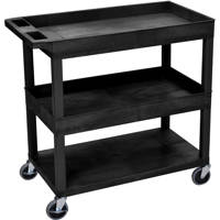 

Luxor EC112 32x18" Cart with 2x Tubs and 1x Bottom Flat Shelf, 400lbs Capacity, Black
