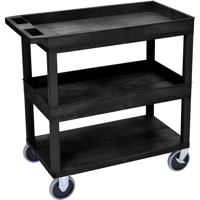 

Luxor EC112 32x18" Cart with 2x Tubs, 1x Bottom Flat Shelf and HD Casters, 500lbs Capacity, Black