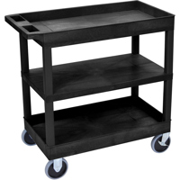 

Luxor EC121 32x18" Cart with 2x Tubs, 1x Middle Flat Shelf and HD Casters, 500lbs Capacity, Black