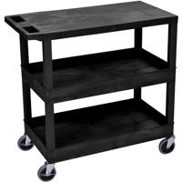 

Luxor EC211 32x18" Utility Cart with 1x Flat and 2x Tub Shelves, 400lbs Capacity, Black