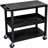 

Luxor EC212 32x18" Utility Cart with 1x Tub and 2x Flat Shelves, 400lbs Capacity, Black