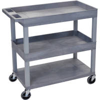 

Luxor EC212 32x18" Utility Cart with 1x Tub and 2x Flat Shelves, 400lbs Capacity, Gray