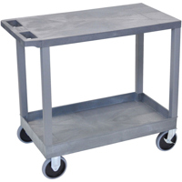 

Luxor EC21 32x18" Heavy Duty Utility Cart with 1x Flat and 1x Tub Shelves, 500lbs Capacity, Gray