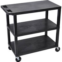 

Luxor EC222 32x18" 3-Shelf Plastic Utility Cart, 400lbs Capacity, Black