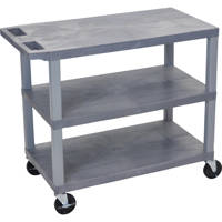 

Luxor EC222 32x18" 3-Shelf Plastic Utility Cart, 400lbs Capacity, Gray