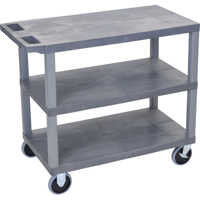 

Luxor EC222 32x18" 3-Shelf Plastic Heavy Duty Utility Cart, 500lbs Capacity, Gray