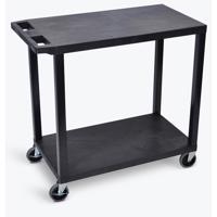 

Luxor EC22 32x18" 2-Shelf Plastic Utility Cart, 400lbs Capacity, Black