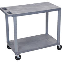 

Luxor EC22 32x18" 2-Shelf Plastic Utility Cart, 400lbs Capacity, Gray