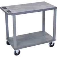 

Luxor EC22 32x18" 2-Shelf Plastic Heavy Duty Utility Cart, 500lbs Capacity, Gray