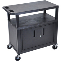

Luxor EC34C 32x18" Utility Cart with 3x Shelves and 1x Cabinet, Black