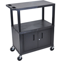 

Luxor EC38C 32x18" Utility Cart with 3x Shelves and 1x Cabinet, Black