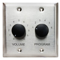 

Lowell Manufacturing CS650-SS 50W 6-Source Program Selector Switch with Volume Control and 2-Gang Wall Plate, Black