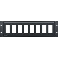 

Lowell Manufacturing D8P-ID-3 3U 16-Gauge Steel Rackmount Panel with Rear Lacing Flange for 8 Decorator Style Devices, Black