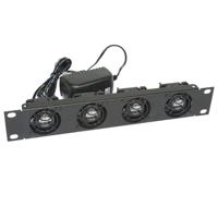 

Lowell Manufacturing FDC4-1HRT 1U Half Rack Panel with Four 1.57" Fans and Guards, Universal Power Supply with 6' Cord and 4 Plug Adapters, Thermostat Probe