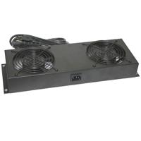 

Lowell Manufacturing FW2-RDT Rack Rear Door Panel with Two 4.7" Whisper Fans & Guards, 6' Green Thermo-Cord with Built-In Thermostat, 50 cfm Each