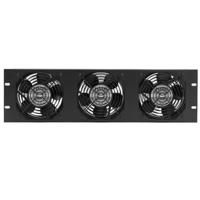 

Lowell Manufacturing FW3-3T 3U Rackmount Panel with Three 4.7" Whisper Fans & Guards, 6' Green Thermo Cord (US), 50cfm Airflow Each